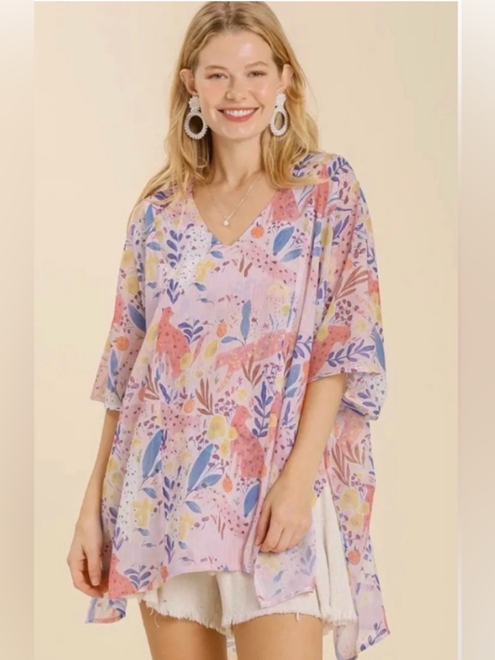 #1499 Flowered Metallic Print Kaftun With No Lining